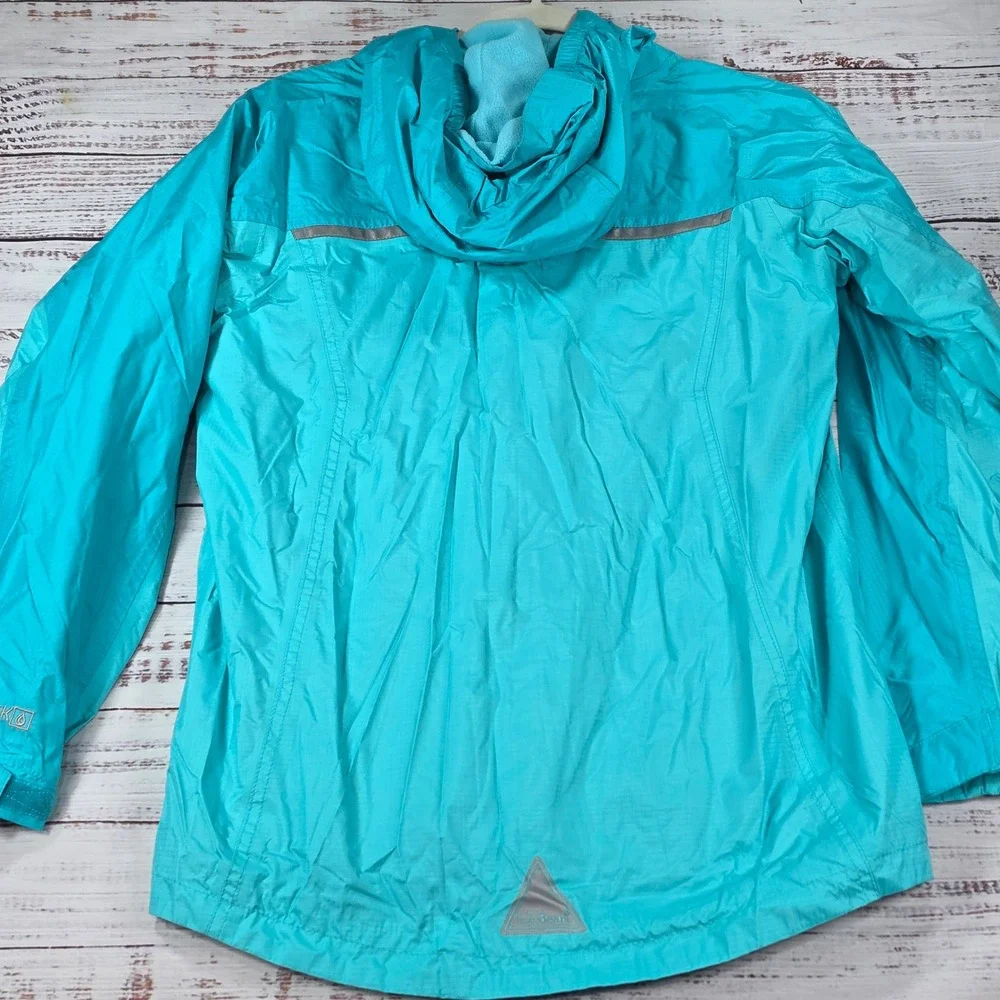 L.L.Bean Discovery Rain Jacket Kids Size L 14-16 Blue Excellent Fleece Lined